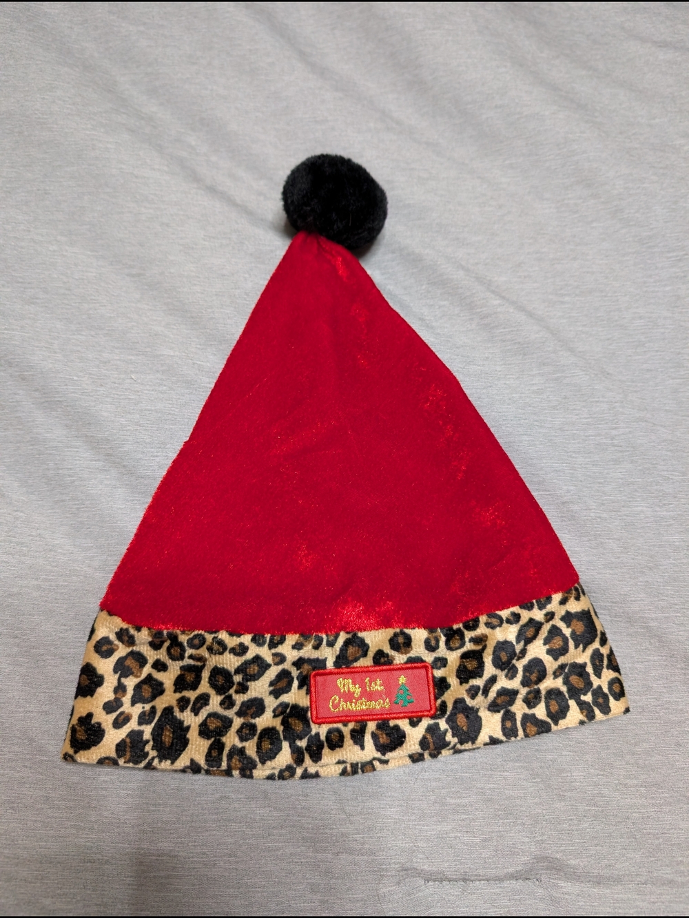 Christmas Leopard Trim Red Christmas Hat - Kids Accessories